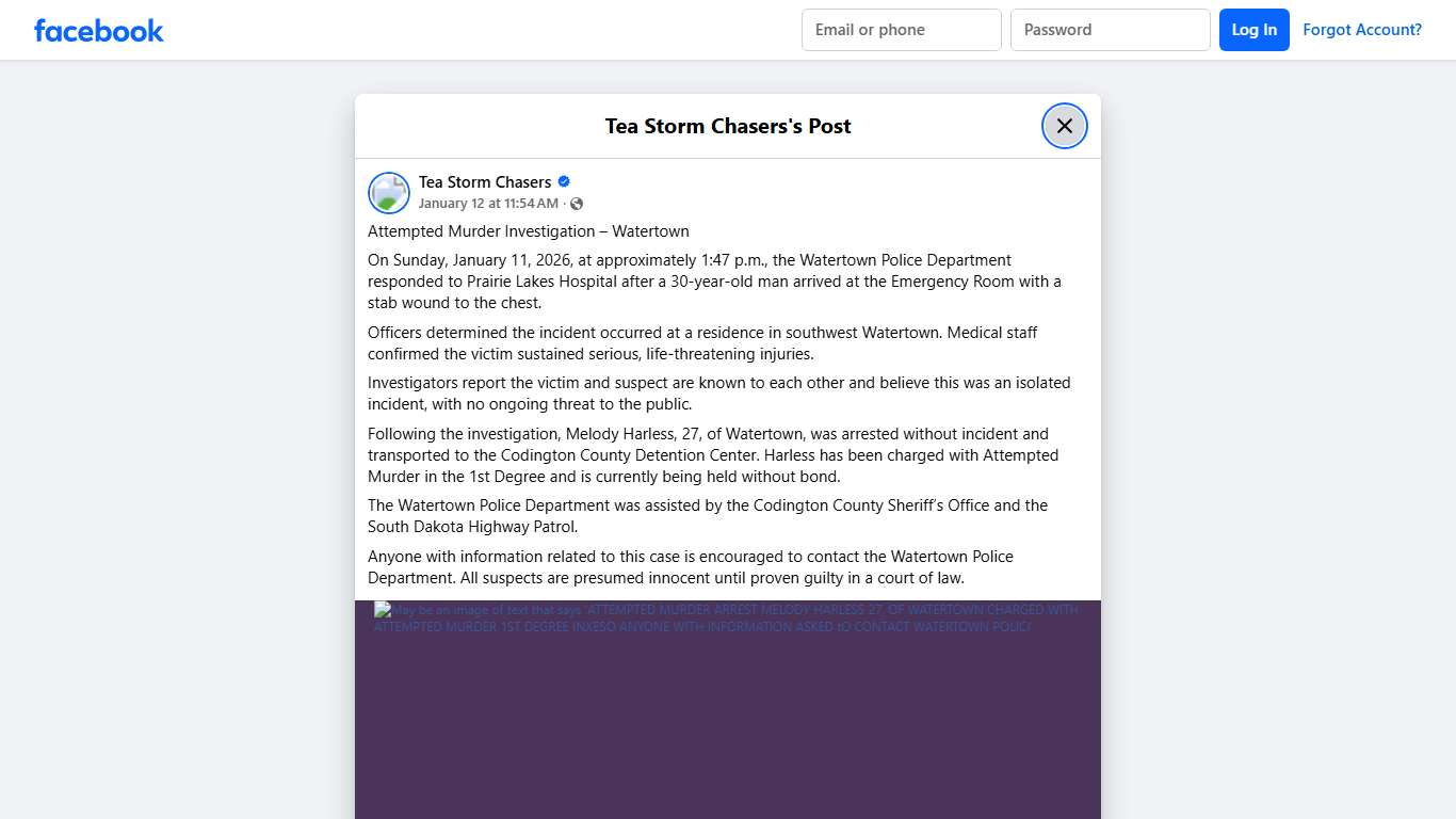 Attempted Murder Investigation –... - Tea Storm Chasers | Facebook